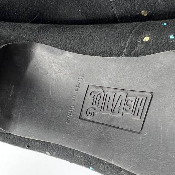 Y2K Style Brash High Heels Womens 10 Stripper Platform Velvet Rhinestone Rainbow - Picture 4 of 7